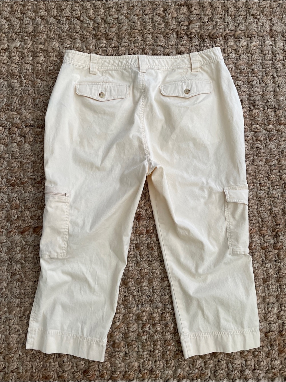 Lauren Ralph Lauren Butter Yellow Cargo Capri Pants Size 12 Stretch Cotton - Picture 4 of 9